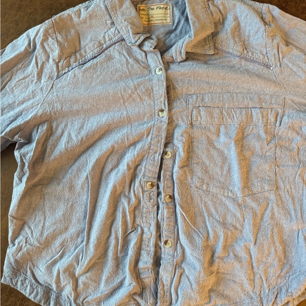 We The Free Light Blue Button-Down Shirt
